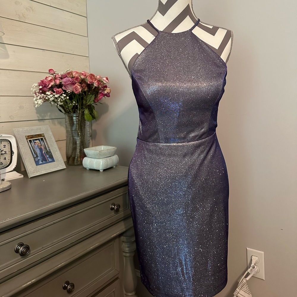 David’s Bridal Sparkly Blue Homecoming Dress size 5